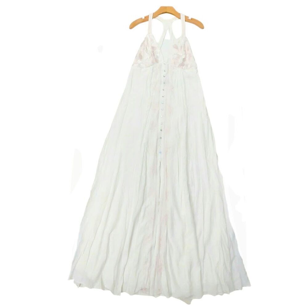 Lulus Dainty Darling Maxi Dress Women Large White Embroidered Open Back Boho